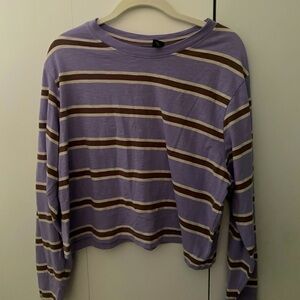 Purple long sleeve tee with brown stripes from Target